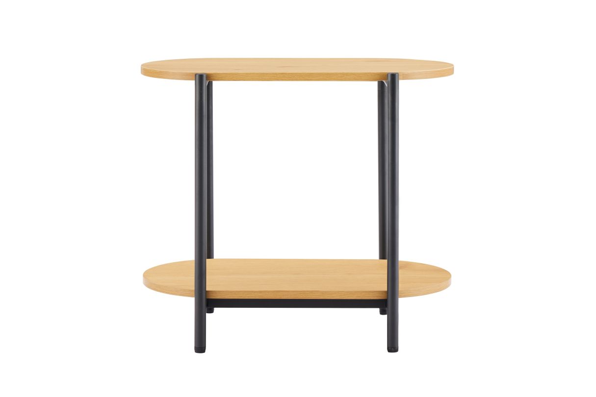 BRODIE - Table d'appoint avec finition chêne et pieds métal noirs