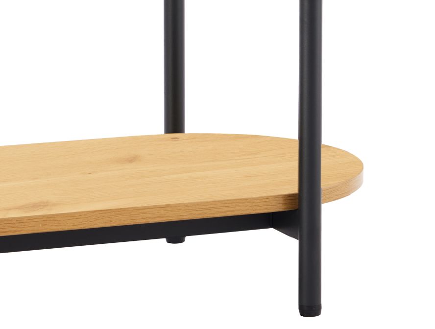 BRODIE - Table d'appoint avec finition chêne et pieds métal noirs