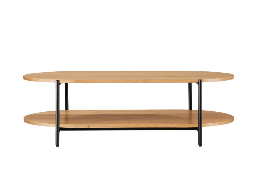 BRODIE - Table basse avec finition chêne et pieds métal noirs