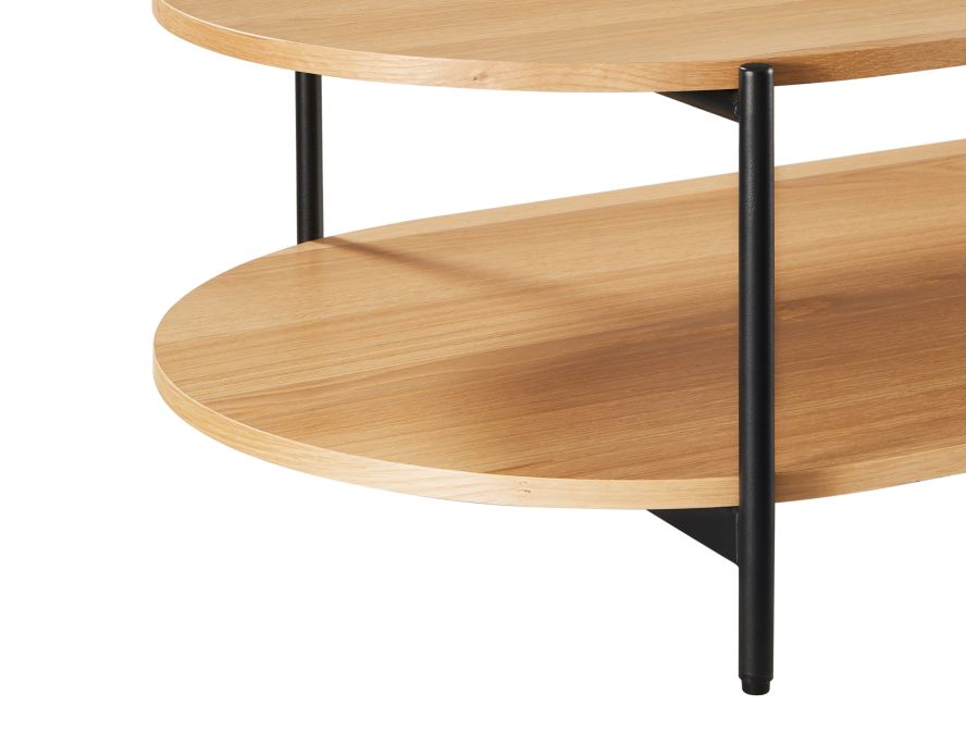 BRODIE - Table basse avec finition chêne et pieds métal noirs