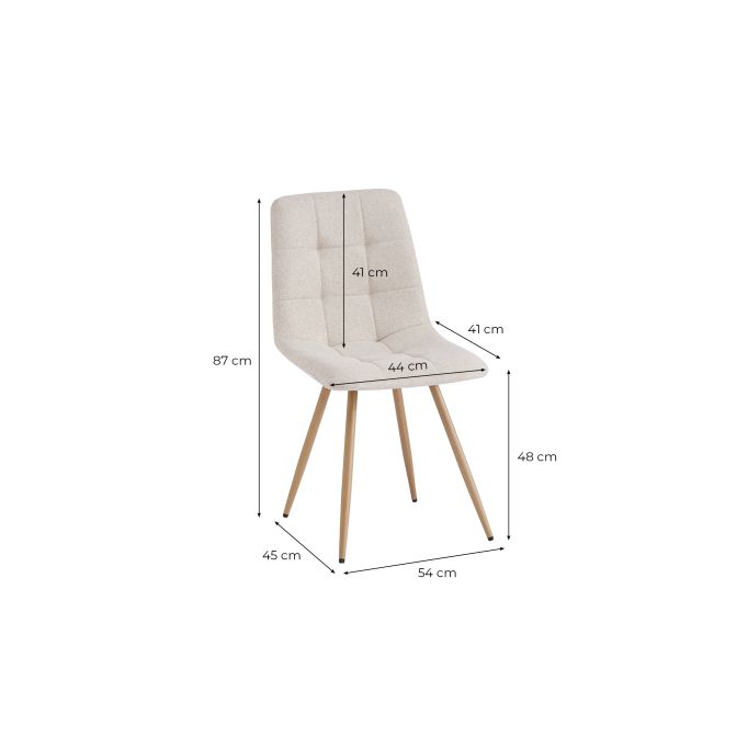 FLYNN - Lot de 4 chaises en tissu pieds bois