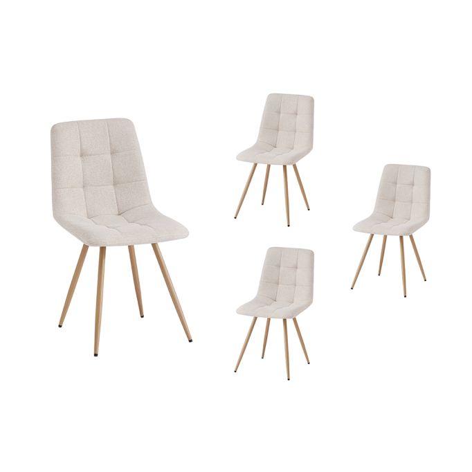 FLYNN - Lot de 4 chaises en tissu pieds bois
