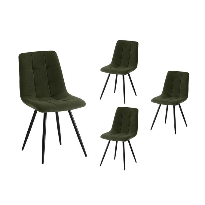 FLYNN - Lot de 4 chaises en velours pieds métal