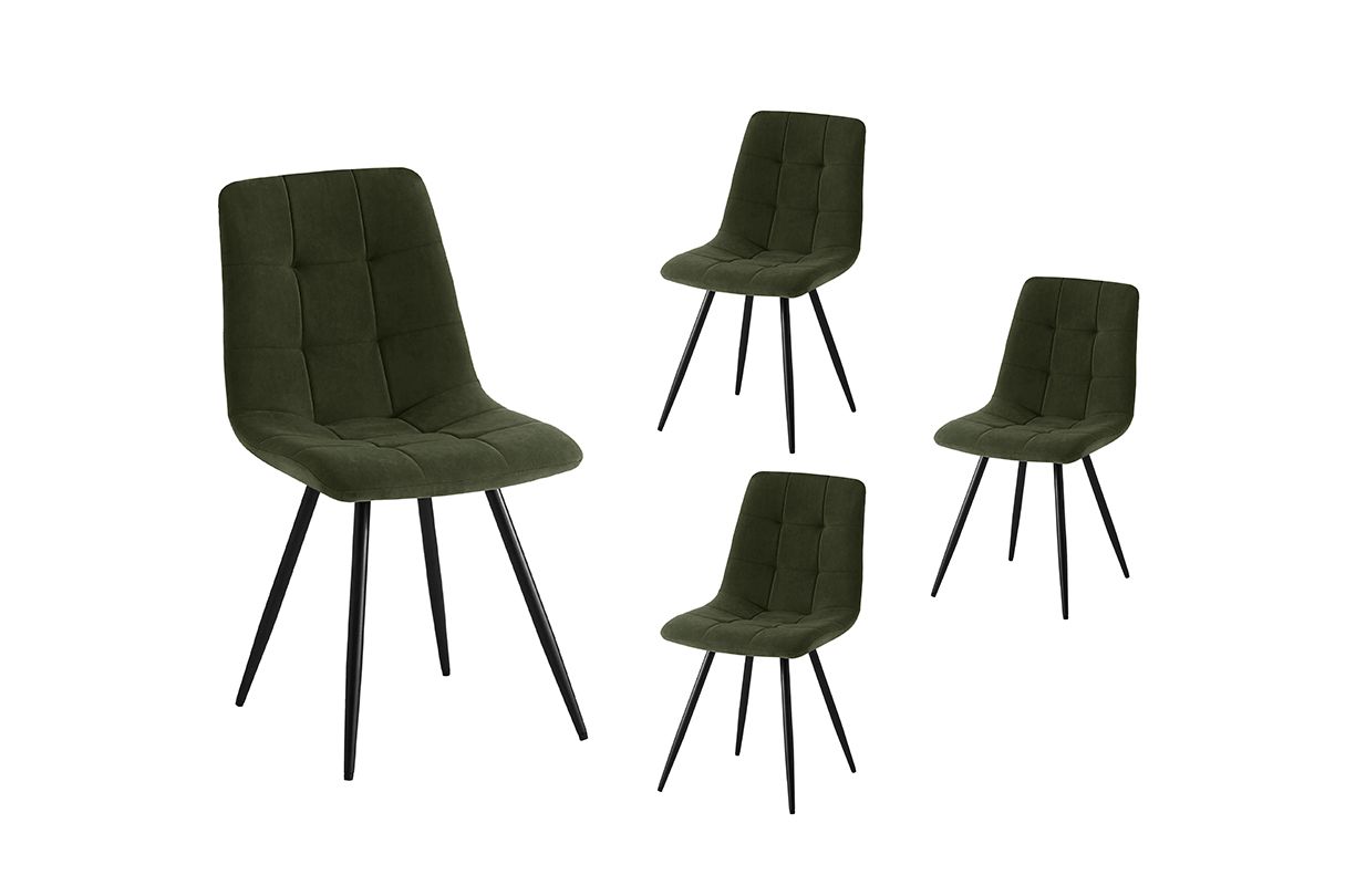 FLYNN - Lot de 4 chaises en velours pieds métal