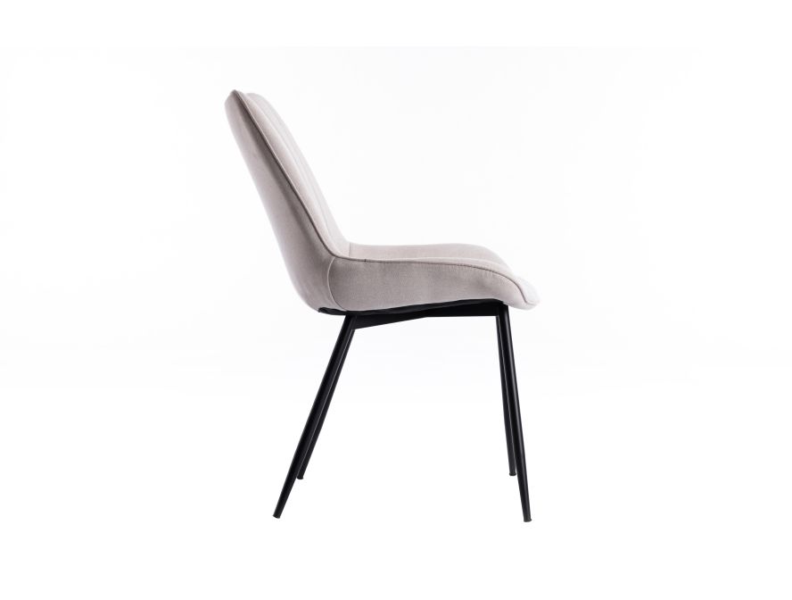 ORLANDO - Lot de 4 chaises rayures tissu pieds métal noir
