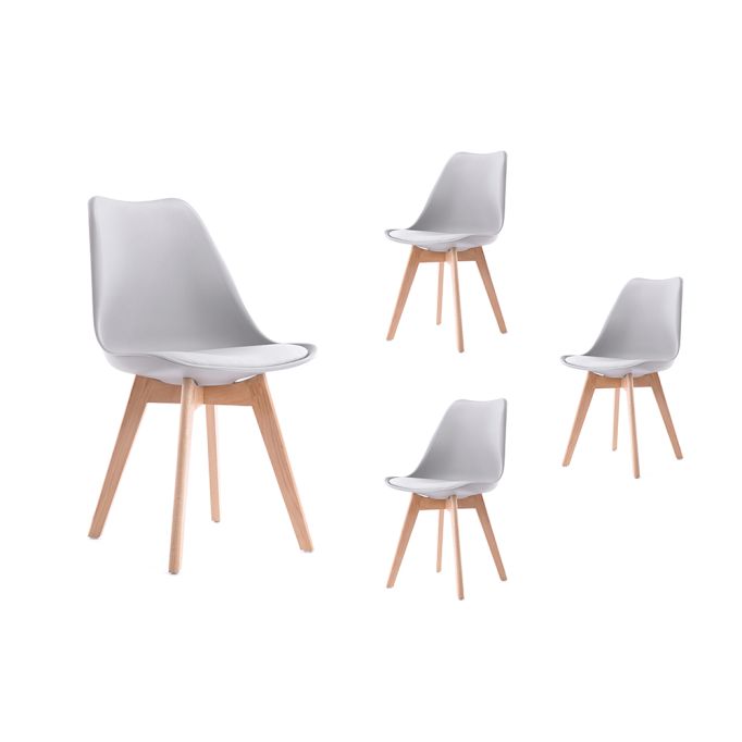 TOMMY - Lot de 4 chaises scandinaves en simili avec pieds bois
