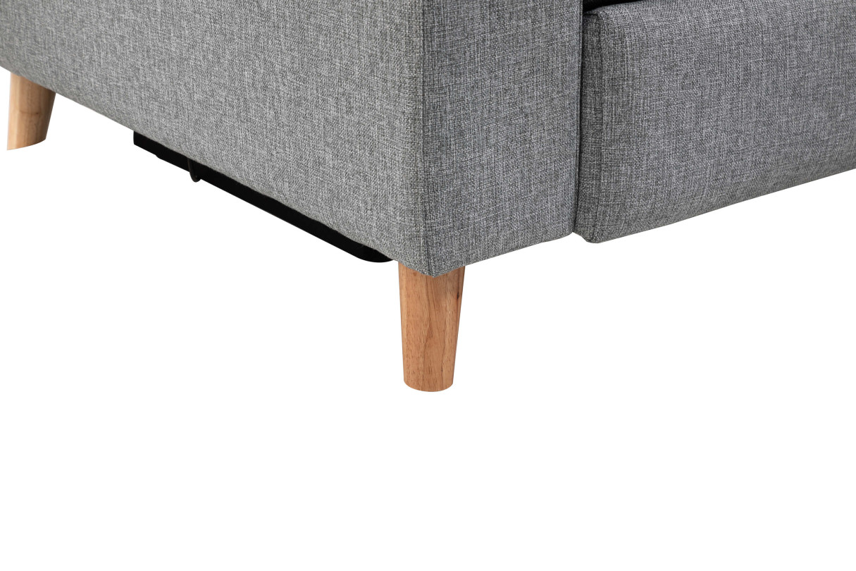 BERKAM - Canapé d'angle de relaxation scandinave avec coffre en tissu et pieds bois hêtre