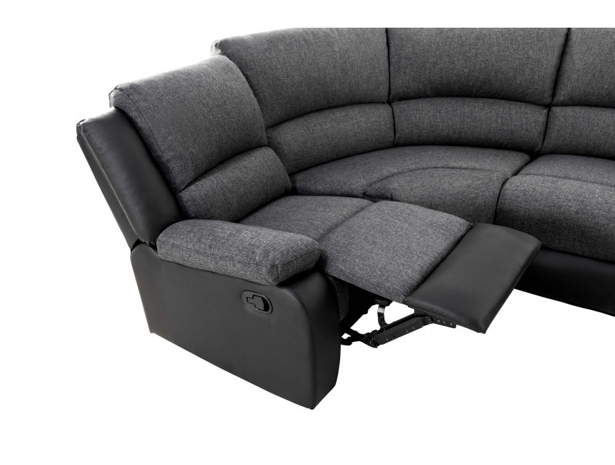 9121L - Canapé d'angle gauche de relaxation 5 places avec accoudoir porte-gobelet modulable et amovible en tissu et simili