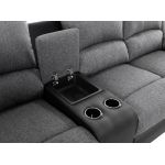 9121L - Canapé d'angle gauche de relaxation 5 places avec accoudoir porte-gobelet modulable et amovible en tissu et simili