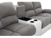 9121L - Canapé d'angle gauche de relaxation 5 places avec accoudoir porte-gobelet modulable et amovible en microfibre et simili