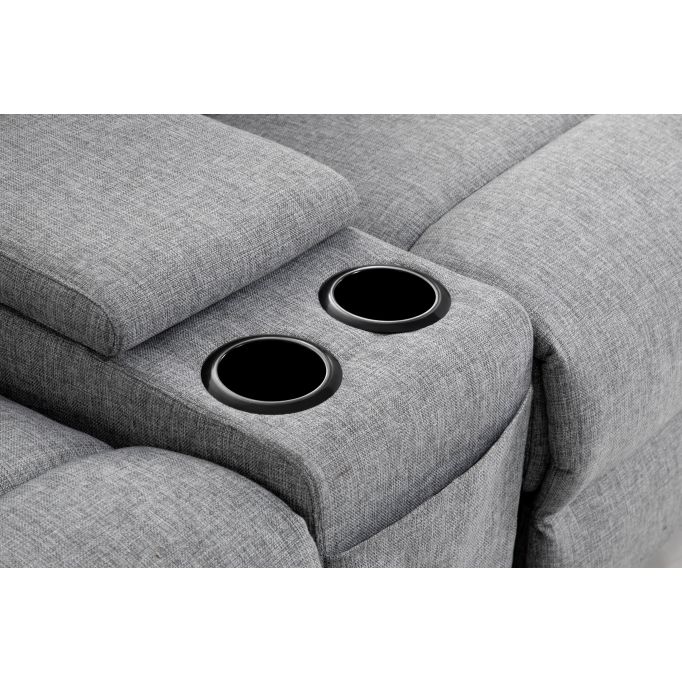 ZENKA - Canapé d'angle de relaxation en tissu avec accoudoir modulable et amovible coffre + chargeur à induction QI + coffre