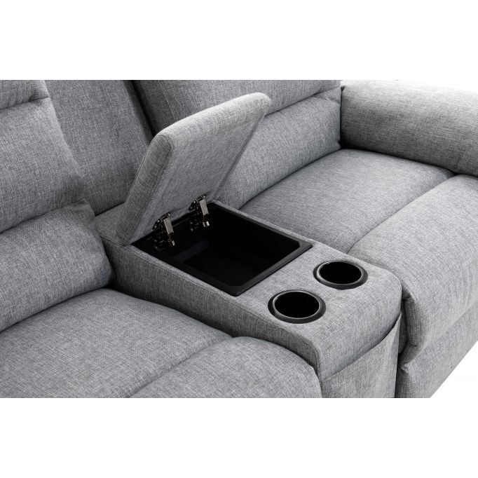 ZENKA - Canapé d'angle de relaxation en tissu avec accoudoir modulable et amovible coffre + chargeur à induction QI + coffre