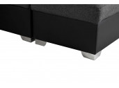 SOFIA - Canapé d'angle convertible avec coffre + 2 poufs coffres avec niche de rangement en simili et tissu
