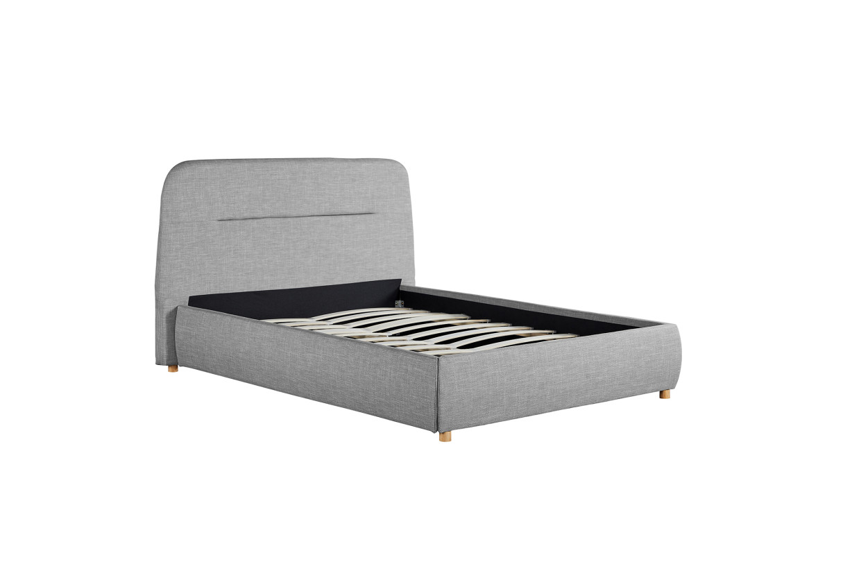 BALTA  -  Cadre de lit avec coffre et tête de lit en tissu