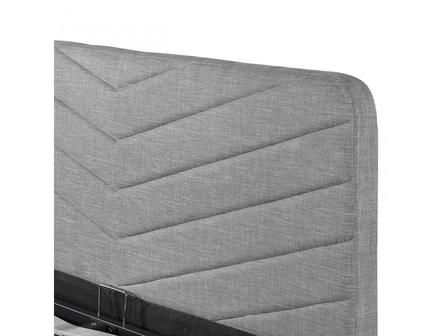1492D - Cadre de lit avec tête de lit, sommier à lattes et 2 tiroirs en tissu