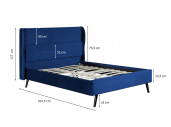 1493 - Cadre de lit avec tête de lit et sommier à lattes  en velours