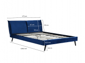 1494 - Cadre de lit avec tête de lit et sommier à lattes  en velours