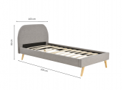 1202 - Cadre de lit scandinave avec tête de lit et sommier à lattes en tissu