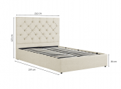 1250G - Cadre de lit avec coffre et tête de lit capitonnée en tissu