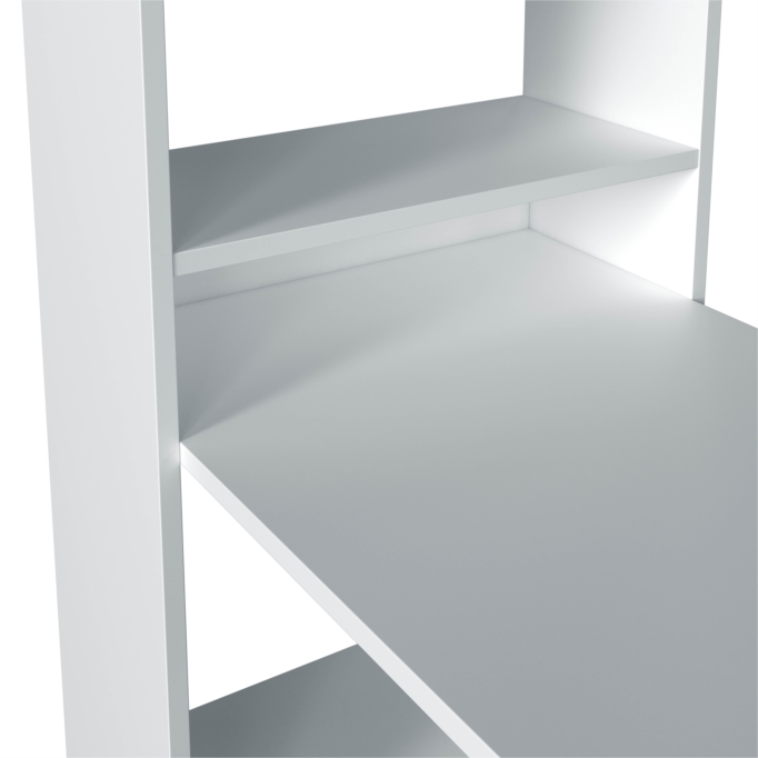 Bureau avec étagère, coffre, port USB et LEDs blanc et chêne 100 cm - Darin
