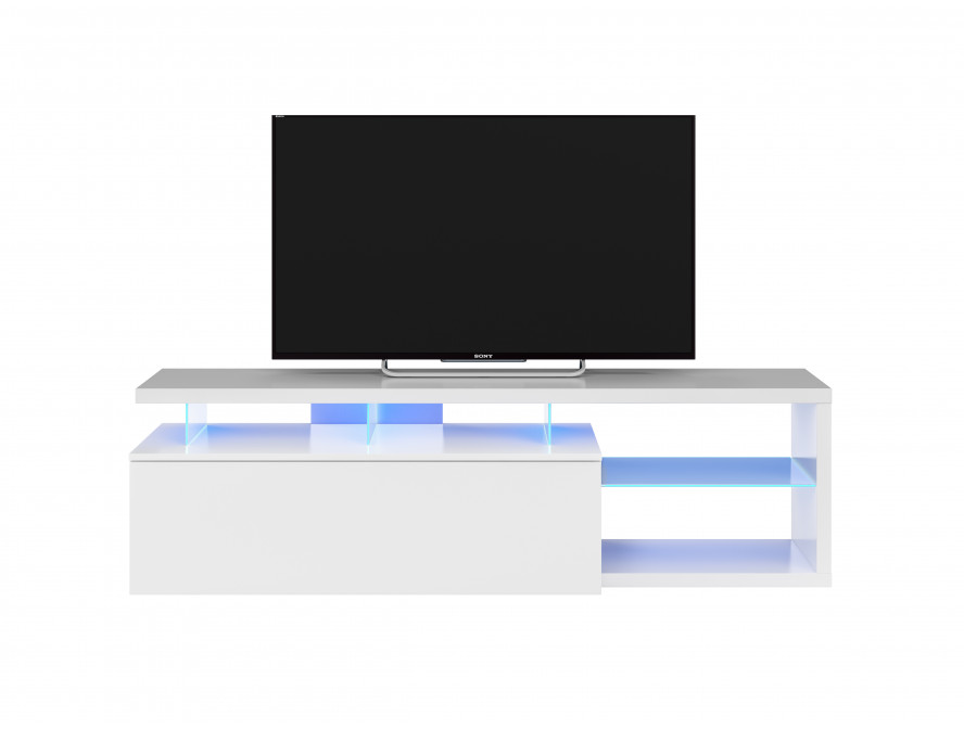 Meuble TV LED 1 porte et 4 niches L150 cm